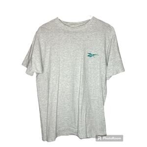 Vintage Reebok Single Stitch Heathered Grey White Embroidered Logo Size Medium